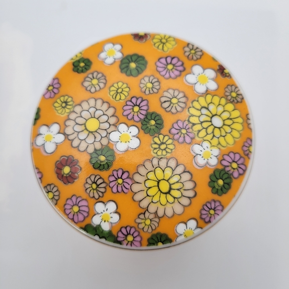 Vintage Porcelian Trinket Boxes Bathroom Vanity Set Powder Container Flower... - Picture 8 of 11